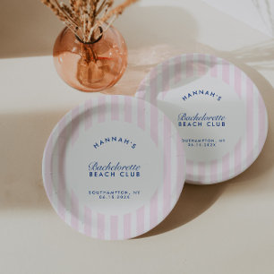Plato De Papel Marina de Guerra Vintage Retro y Bachelorette Rosa