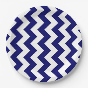 Plato De Papel Marina de guerra y zigzag blanco