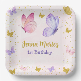 PLATO DE PAPEL MARIPOLA DE BOTTERFLY KISSES PINK & PURPLE PRIMER 