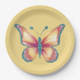 Plato De Papel Mariposa alegre
