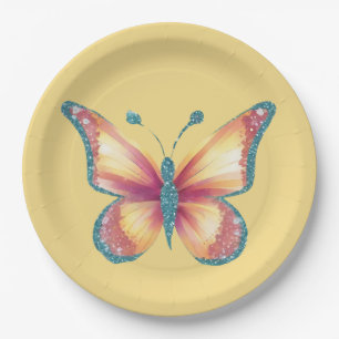 Plato De Papel Mariposa alegre