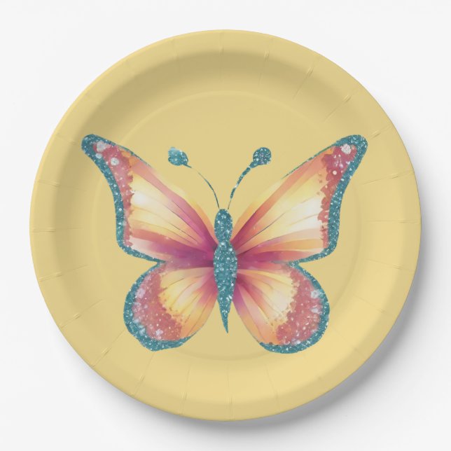 Plato De Papel Mariposa alegre (Anverso)