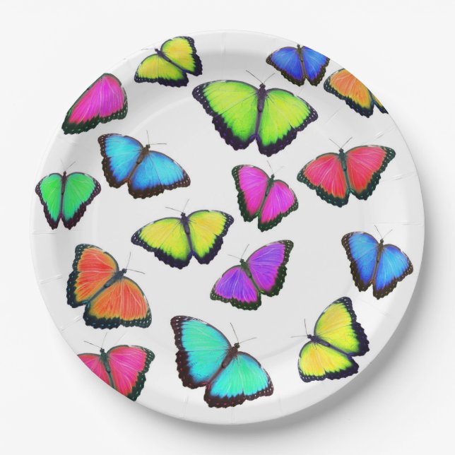 Plato De Papel Mariposa arcoiris (Anverso)