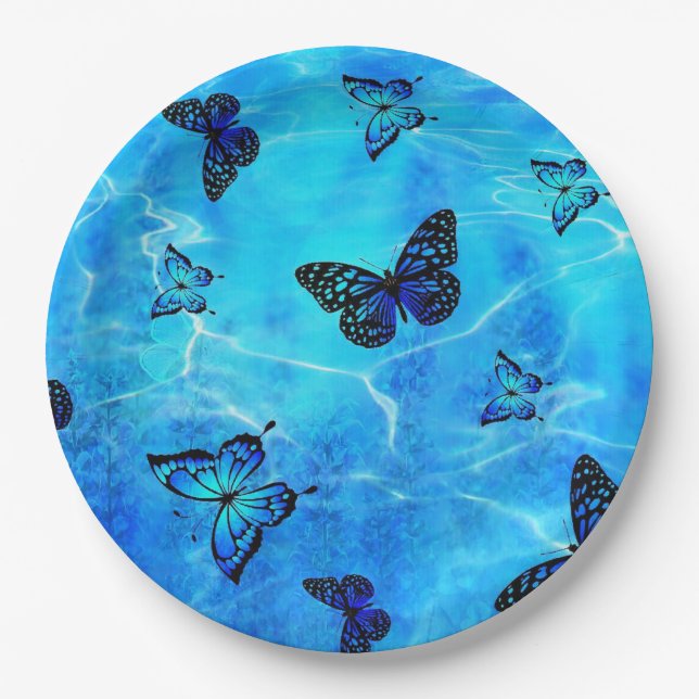 Plato De Papel Mariposa azul (Anverso)