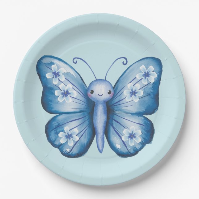 Plato De Papel Mariposa azul (Anverso)