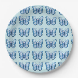Plato De Papel Mariposa azul