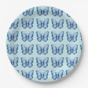Plato De Papel Mariposa azul