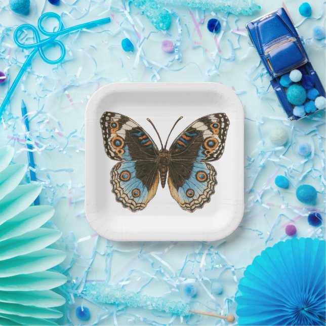 Plato De Papel Mariposa de Blue Pansy (Fiesta)