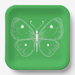 Plato De Papel Mariposa de Dibujo Delicado