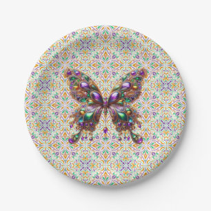 Plato De Papel Mariposa de Mardi Gras