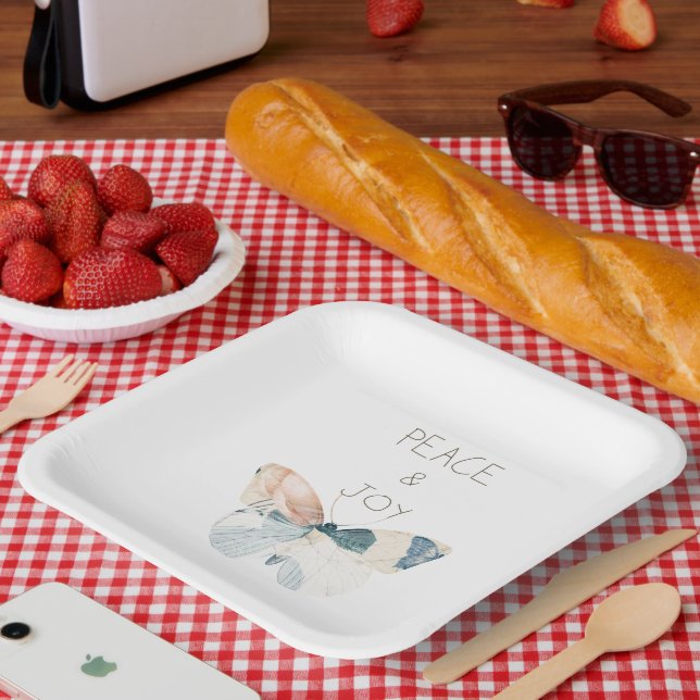 Plato De Papel Mariposa de paz y alegría (Picnic)