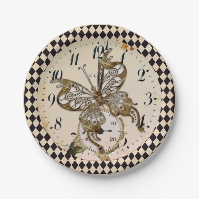 Plato De Papel Mariposa de Steampunk (Anverso)