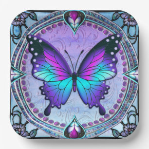 Plato De Papel Mariposa de sublimación con fondo