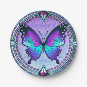 Plato De Papel Mariposa de sublimación con fondo