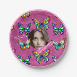 Plato De Papel Mariposa de vidrio templado