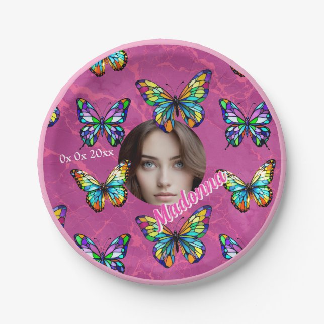 Plato De Papel Mariposa de vidrio templado (Anverso)