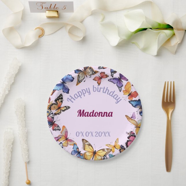 Plato De Papel Mariposa de vidrio templado 2 (Boda)