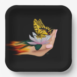 Plato De Papel Mariposa en Lotus Bloom