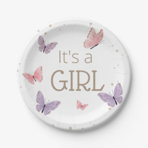 Plato De Papel Mariposa es un Baby Shower CHICA