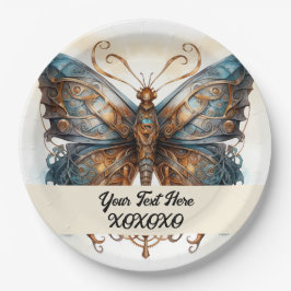 Plato De Papel Mariposa fiesta Steampunk