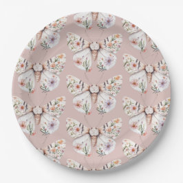 Plato De Papel Mariposa Floral Boho