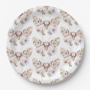 Plato De Papel Mariposa Floral Boho
