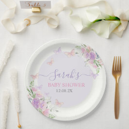 Plato De Papel Mariposa Lilac encantada