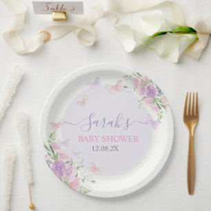 Plato De Papel Mariposa Lilac encantada