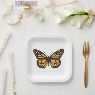 Plato De Papel Mariposa monarca