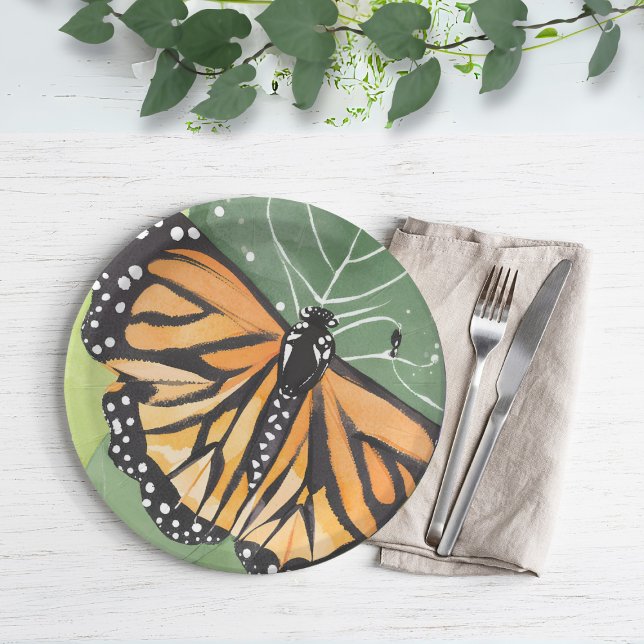 Plato De Papel Mariposa monarca | Hermosa acuarela (Subido por el creador)