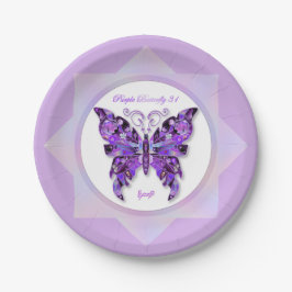 Plato De Papel Mariposa morada 31 Placas de papel
