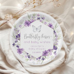 Plato De Papel Mariposa morada de plata besa ducha de bebé<br><div class="desc">Mariposa morada de plata besa ducha de bebé Papel Placas de juego disponibles.</div>