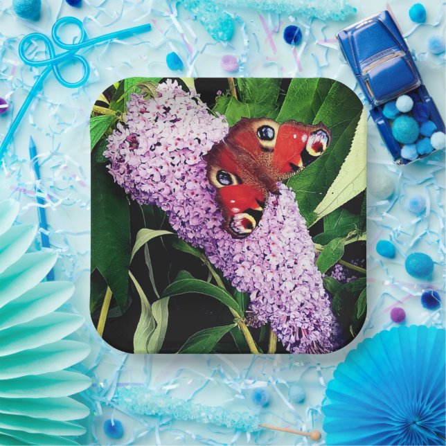 Plato De Papel Mariposa roja (Fiesta)