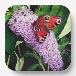 Plato De Papel Mariposa roja