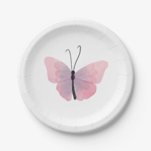 Plato De Papel Mariposa rosa bonito