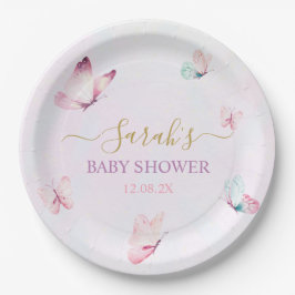 Plato De Papel Mariposa rosa púrpura encantada