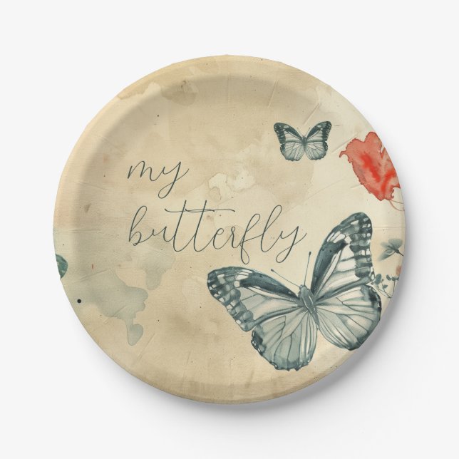 Plato De Papel Mariposa verde (Anverso)
