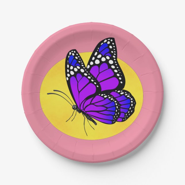 Plato De Papel Mariposa y Sol para placas de papel (Anverso)