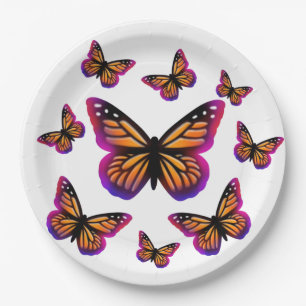 Plato De Papel mariposas acuarelas elegantes de bonito