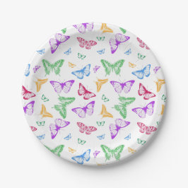 Plato De Papel Mariposas arcoiris