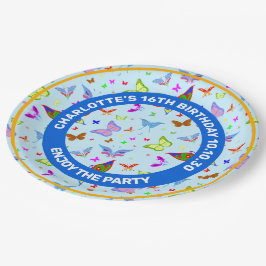 Plato De Papel Mariposas Coloridas En Patrón Festividad De Vuelo