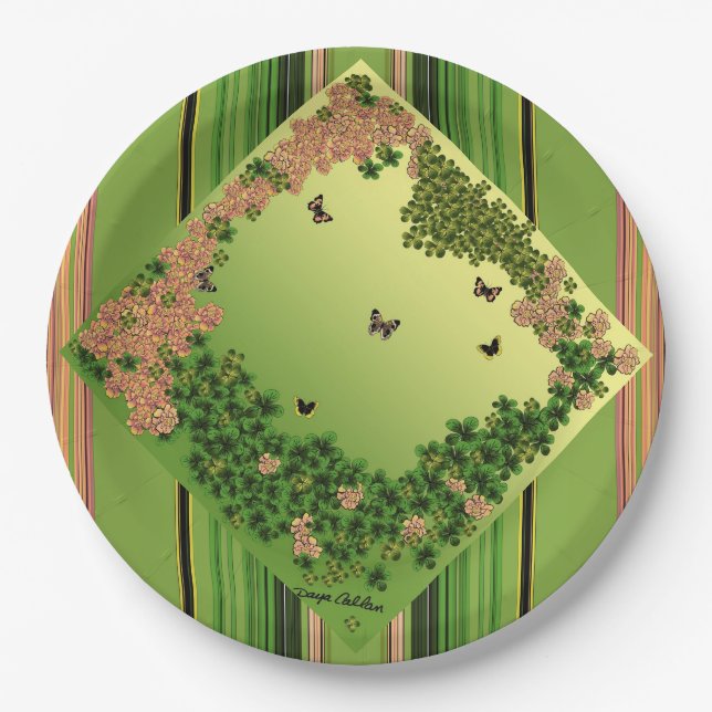 Plato De Papel Mariposas de la mañana/rayas (Anverso)