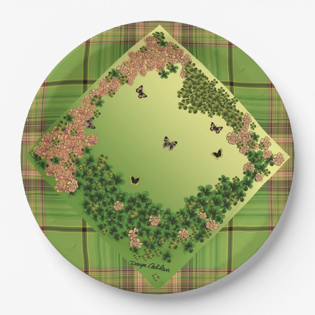 Plato De Papel Mariposas de la mañana/rebanada (Anverso)