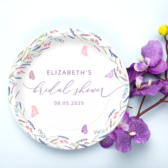 Plato De Papel Mariposas de Lavanda Púrpura Ducha de Novia (Subido por el creador)