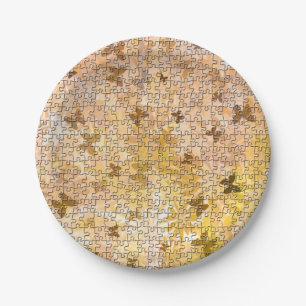 Plato De Papel Mariposas de rompecabezas y Daisies-Browns de STay