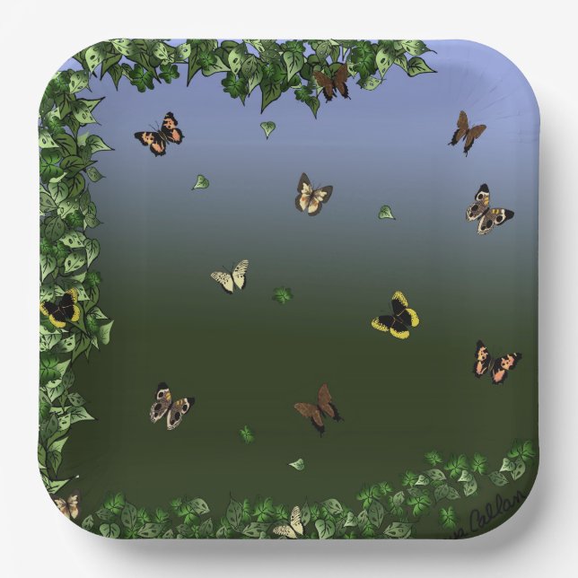 Plato De Papel Mariposas del Azul (Anverso)