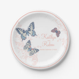 Plato De Papel Mariposas entintadas boda de arte blanco