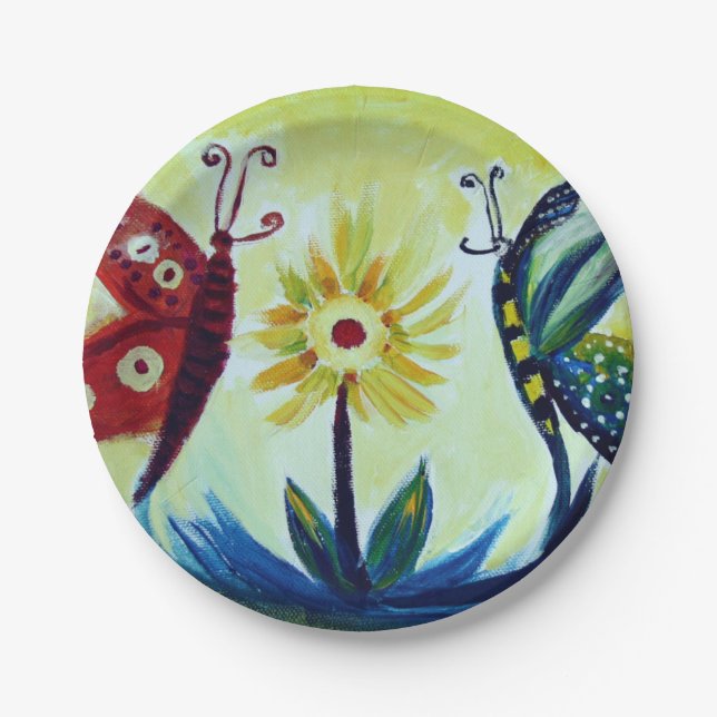 Plato De Papel Mariposas Personalizado Art Placas de papel de 7 p (Anverso)