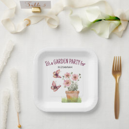 Plato De Papel Mariposas Pott Floral Garden