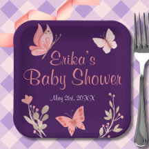 Mariposas Rosadas Floral Purple Baby Shower